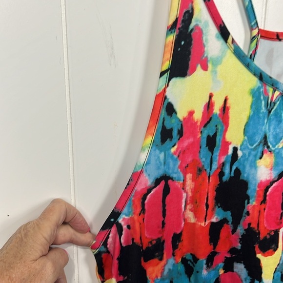 Racerback Womens Jumpsuit Red Blue Slip Straps  Bucket Pockets Fun  No Size Tag - Picture 3 of 13